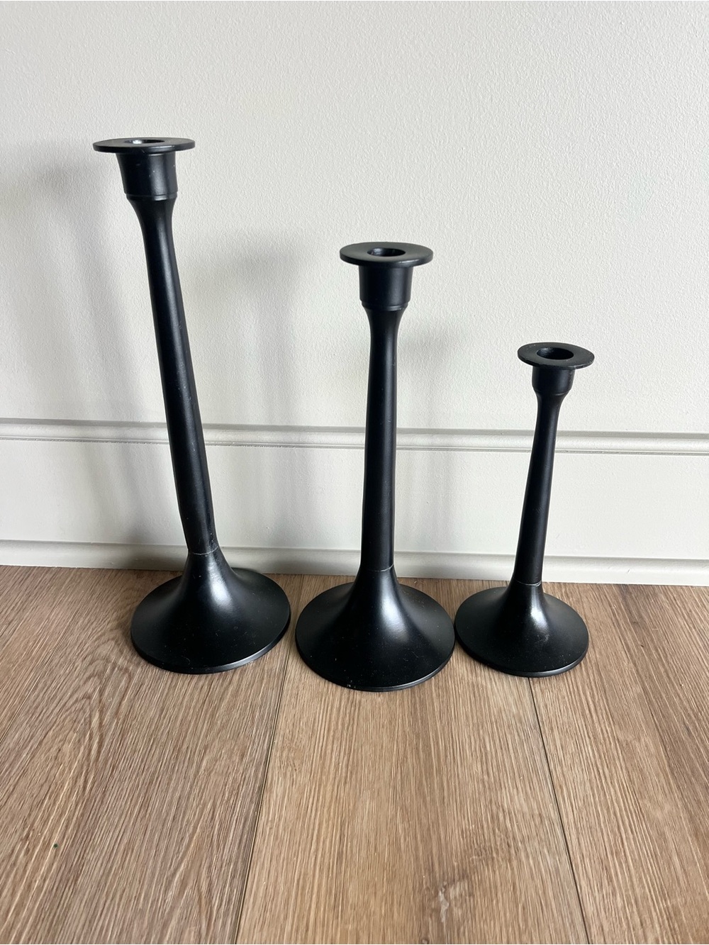 Linden Black Metal Taper Candle Holders - Set of 3 Varying Heights